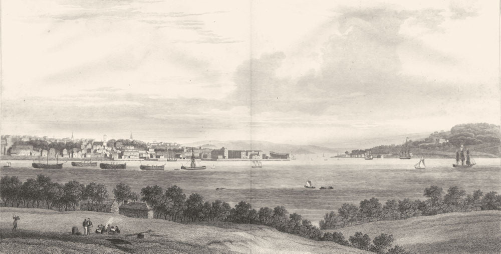 DEVON. Plymouth Dock & Mount Edgcumbe 1822 old antique vintage print picture